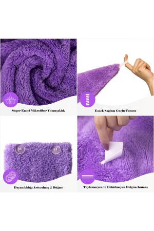 Tekli Paket Mikrofiber Saç Havlusu – 2 Düğmeli Saç Kurutma Bonesi – Baş Havlusu Heriya-Towel-1Pcs - 4