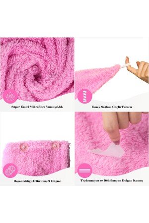 Tekli Paket Mikrofiber Saç Havlusu – 2 Düğmeli Saç Kurutma Bonesi – Baş Havlusu Heriya-Towel-1Pcs - 3