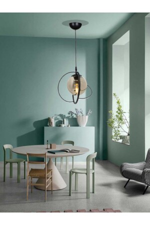 MNZ-Single Black Smoked Glass شمعة-صناعية حديثة-المصدر-المصدر-المصدر-غرفة المعيشة-المطبخ-غرفة الطفل-غرفة - Avizade