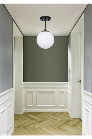 MNZ-Single Black Modern Design Globe Glass Chandelier - Lambadar