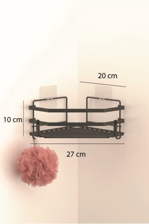 Teknotel 2-teiliges Badezimmer-Eckregal mit Klebehaken, mattschwarz, St277h, ST277 - 4