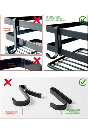 Teknotel 2-teiliges Badezimmer-Eckregal mit Klebehaken, mattschwarz, St277h, ST277 - 5