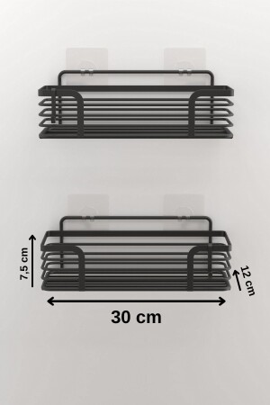 TEKNOTEL ADHESIVE 2 STÜCK BADEZIMMERREGALE MIT HAKEN MATTSCHWARZ ST284H - 4