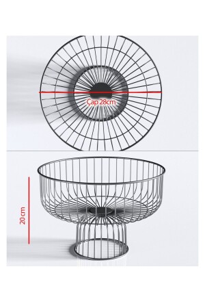 TEKNOTEL METAL MEYVE SEPETİ ORGANİZER SEPET MAT SİYAH MG527 - 5