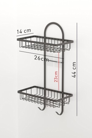 Teknotel selbstklebendes zweistufiges Badezimmerregal mit Haken, mattschwarz, St308 11. ST. 308. 02 - 4