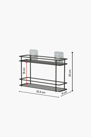 Teknotel Yapışkanlı 2 Katlı Banyo&mutfak Rafı Mat Siyah St522 11.ST.522.01 - 5