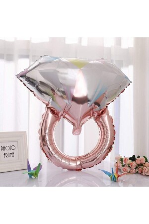 Tektaş Yüzük Rose Gold Renkli Elmas Folyo Balon Bekarlığa Veda Partisi Bride To Be Evlilik 66x60 Cm - 1