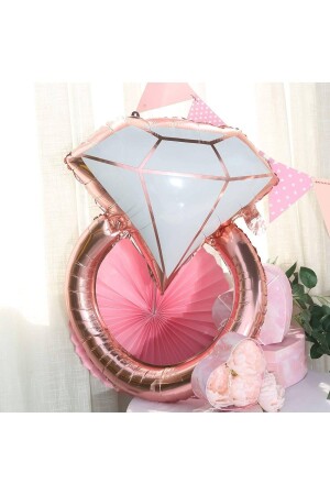 Tektaş Yüzük Rose Gold Renkli Elmas Folyo Balon Bekarlığa Veda Partisi Bride To Be Evlilik 80x58 Cm - Huzur Party Store