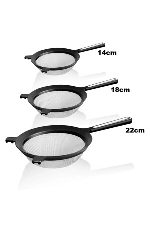 Tencereye Takılabilen 3 Boy Tel Süzgeç Seti-Un Eleği-Süzgeç-Kevgir 22cm-18cm-14cm 3boysüzgec - Genel Markalar