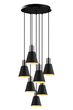 Tend Special Design Wohnzimmer – Küche – Café Modern Metall Schwarz 7-teilige Pendelleuchte Kronleuchter Trend7'liesk. Stalaktit - 2