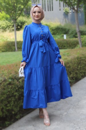 Terikoton Hijab-Kleid mit Rüschen an den Ärmeln und vorne – Saks - 2