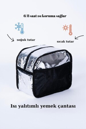 Termal Çanta Isı Yalıtımlı Su Geçirmez Yemek Taşıma Beslenme Çantası Askılı Siyah - 4