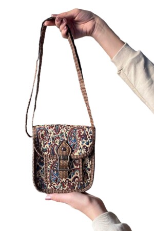 Terme-Schultertasche mit Kilim-Muster im Ethno-Stil – Schultertasche – Alltagstasche. Größe der Stofftasche: 15 x 17 cm - 3