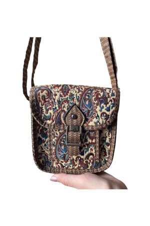 Terme-Schultertasche mit Kilim-Muster im Ethno-Stil – Schultertasche – Alltagstasche. Größe der Stofftasche: 15 x 17 cm - 4