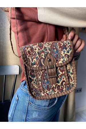 Terme-Schultertasche mit Kilim-Muster im Ethno-Stil – Schultertasche – Alltagstasche. Größe der Stofftasche: 15 x 17 cm - 9