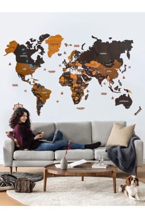 Terra Ahşap Dünya Haritası - Crowart