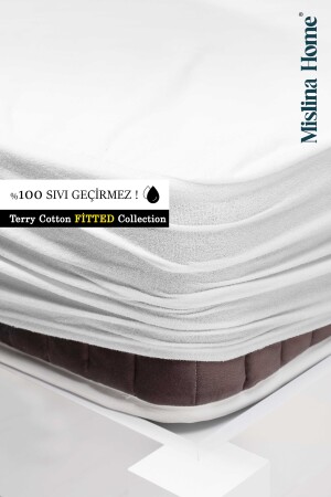 Terry Cotton Pamuklu Sıvı Su Geçirmez Fitted Full Kenar Bebek Çocuk Yatak Koruyucu Alezi 152-20-012 - Mislina Home