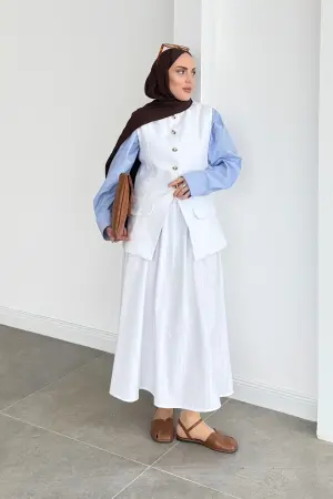 سترة من الكتان الطبيعي بوهو ستة بيضاء - Nuuwears