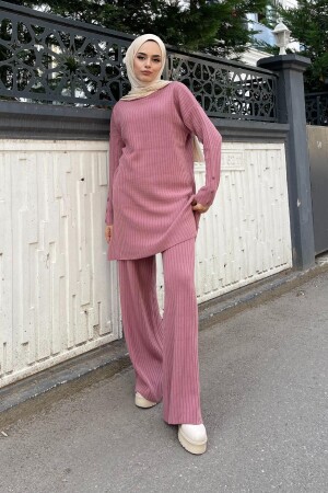 Tesettür Fitilli Uzun Kol Alt-Üst İkili Takım Bluz Pantolon - Ekogiyim