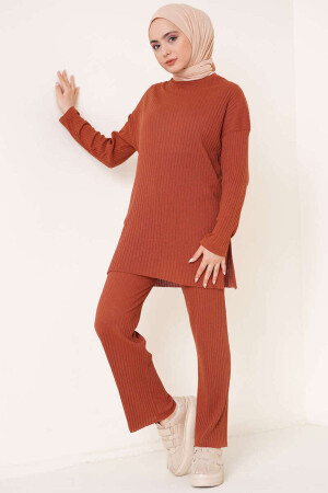 Tesettür Fitilli Uzun Kol Alt-Üst İkili Takım Bluz Pantolon - Ekogiyim