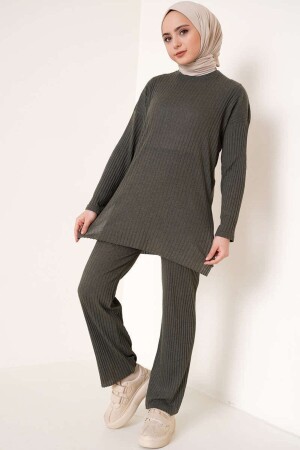 Tesettür Fitilli Uzun Kol Alt-Üst İkili Takım Bluz Pantolon - Ekogiyim