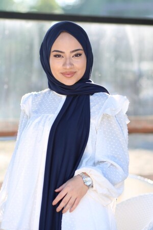 Tesettür Penye Şal Modeli - Lacivert - Organic