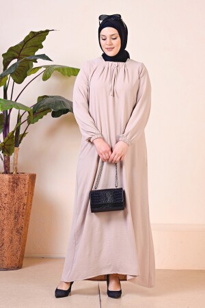 Tesettur Rahat Kalıp Kadin Buyuk Beden Elbise Viskon Taş 8408s1sevimG2 - Ferace