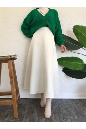 Tesettür Scuba Çan Etek Beyaz - Cng Moda