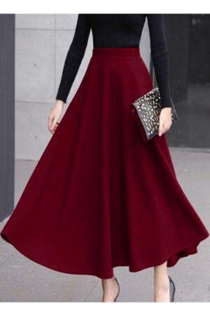 Tesettür Scuba Çan Etek Bordo - Cng Moda