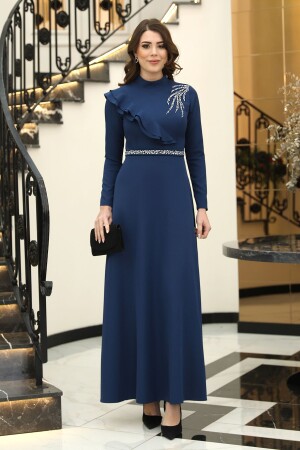 Tesettür & Taşlı & Uzun Abiye Elbise & ELİF - Central Of Moda