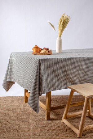 Texture Linen Piti Karierte schwarze Tischdecke – Gingham-Picknicktuch - 1