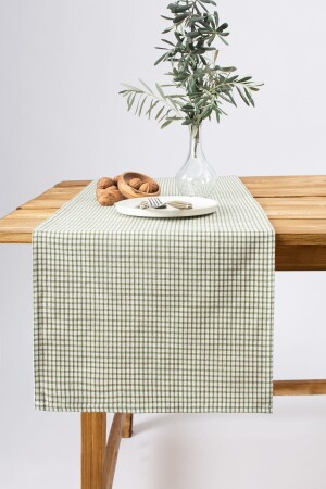 Textured Linen Piti Checkered Green Runner – Picknickmatte 40 x 150 cm - 2