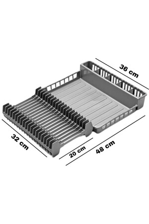 Tezgah Üstü Katlanır Bulaşıklık - Tabaklık - Kurutmalık Bulaşık Düzenleyicisi ANTRASİT - 6