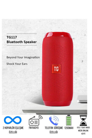 T&g 117 Bluetooth-Lautsprecher, kabellos, tragbar, Klangbombe, extra Bass, Rot, tg117-bymia - 4