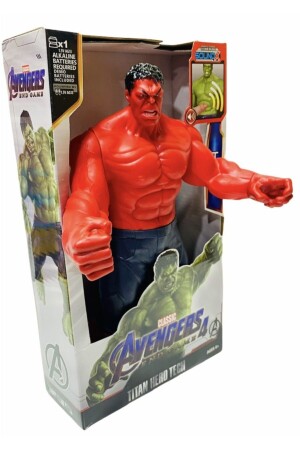 The Hulk Kırmızı Renk Red Hulk Işıklı Sesli Figür Kahraman Oyuncak 30 cm vel331 - 5