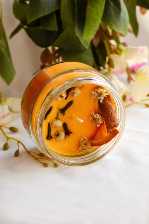 Therapie und Chakra 100 % natürliche, rituelle Duftkerze mit Orangen-, Zimt- und Nelkendetails, Geschenkkerze 85 - 7