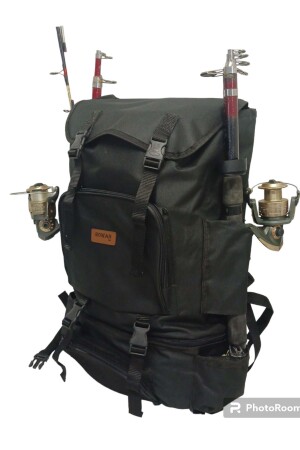 Thermo-Bodenfach (schwarz). Camping- und Angelrucksack mit seitlicher Angelrutenbefestigung. Maße: 62 x 41 x 22 cm - 7