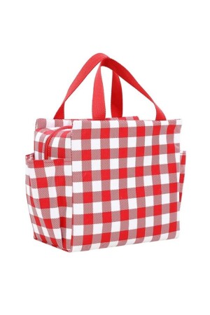 Thermo-Lunchtasche mit Karomuster, Rot - 4