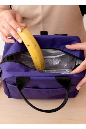 Thermo-wasserdichte wärmeisolierte Tasche zum Mitnehmen von Mahlzeiten, Lunchbox mit Aufhänger, Lila - 5