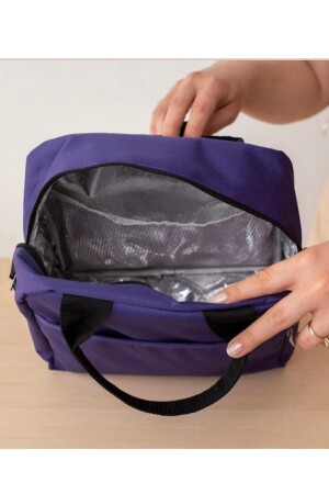 Thermo-wasserdichte wärmeisolierte Tasche zum Mitnehmen von Mahlzeiten, Lunchbox mit Aufhänger, Lila - 7