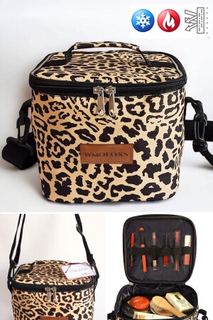 Thermoisolierter Reise-Kosmetik-Make-up-Taschen-Organizer, großer Make-up-Organizer mit Leopardenmuster - 2