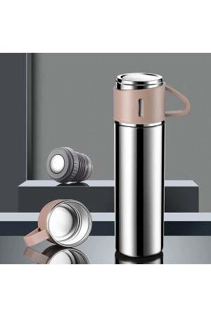 Thermoskanne aus Edelstahl, rosa Farbe, 3 Glas-Thermos-Set, Vakuum-Thermos-Set mit Geschenkbeutel - 5