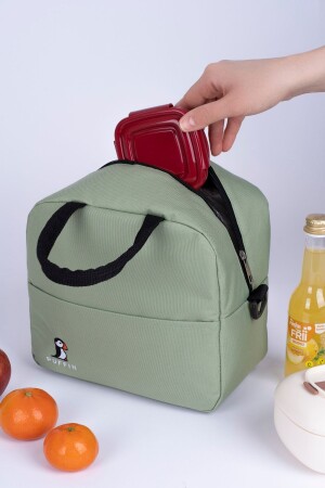 Thermotasche, wärmeisoliert, wasserdicht, zum Mitnehmen von Lebensmitteln, Lunchtasche mit Aufhänger, Aquagrün - 4