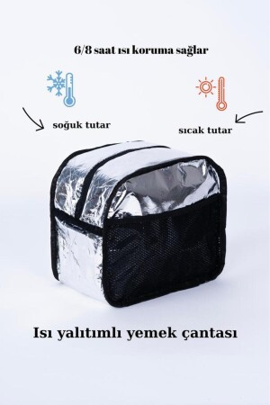 Thermotasche, wärmeisoliert, wasserdicht, zum Mitnehmen von Lebensmitteln, Lunchtasche mit Aufhänger, Aquagrün - 5