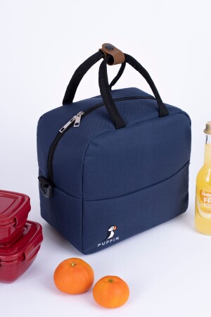 Thermotasche, wärmeisoliert, wasserdicht, zum Mitnehmen von Lebensmitteln, Lunchtasche mit Aufhänger, Marineblau - 1