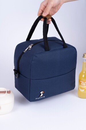 Thermotasche, wärmeisoliert, wasserdicht, zum Mitnehmen von Lebensmitteln, Lunchtasche mit Aufhänger, Marineblau - 3