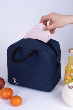 Thermotasche, wärmeisoliert, wasserdicht, zum Mitnehmen von Lebensmitteln, Lunchtasche mit Aufhänger, Marineblau - 4