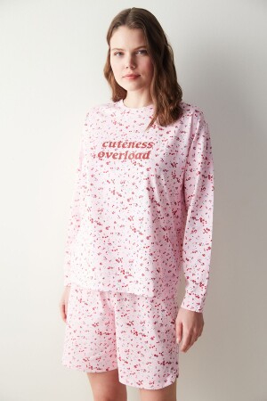 Think Rosa Sweatshirt-Pyjama-Oberteil - 1