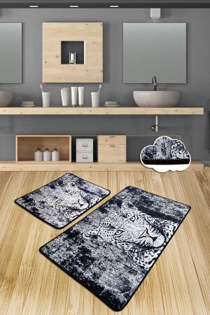 TIGER 2er-Set Badezimmerteppich, Matte, waschbar, rutschfeste Unterseite, Toilettenschüssel-Set 8682125983936 - Chilai Home