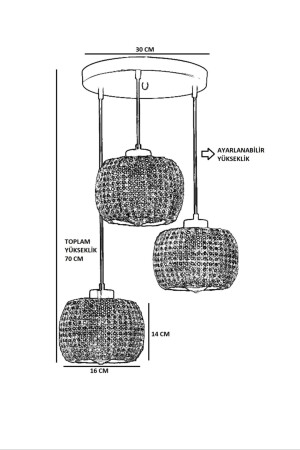 Tıger Rattan-Hängelampe mit 3 Tabletts 8575-3 - 4